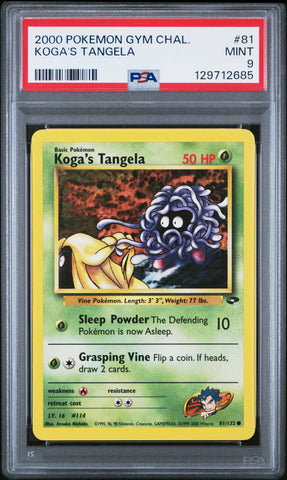 Koga's Tangela #81 2000 Pokemon Gym Challenge PSA 9 a