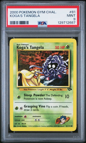 Koga's Tangela #81 2000 Pokemon Gym Challenge PSA 9 b
