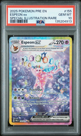 Espeon Ex #155 2025 Pokemon Pre En-Prismatic Evolutions PSA 10 SIR