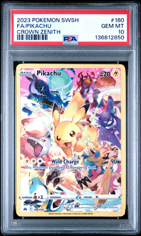 Pikachu #160 2023 Pokemon Sword And Shield Crown Zenith PSA 10