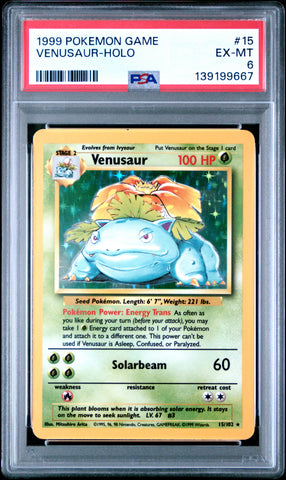 Venusaur-Holo #15 1999 Pokemon Game PSA 6