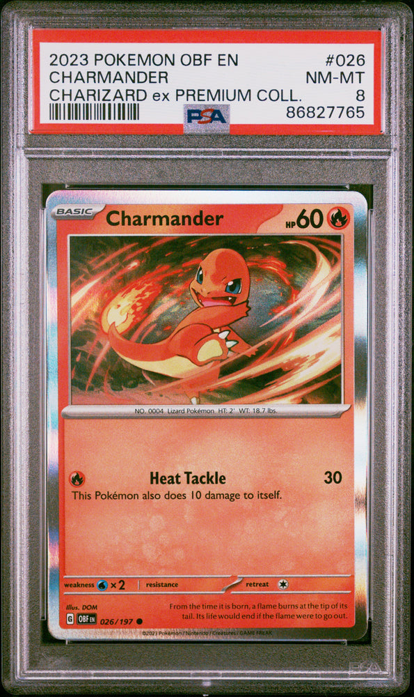 Charmander #026 2023 Pokemon Obf En-Obsidian Flames PSA 8
