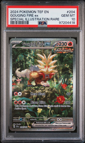 Gouging Fire Ex #204 2024 Pokemon Tef En-Temporal Forces PSA 10