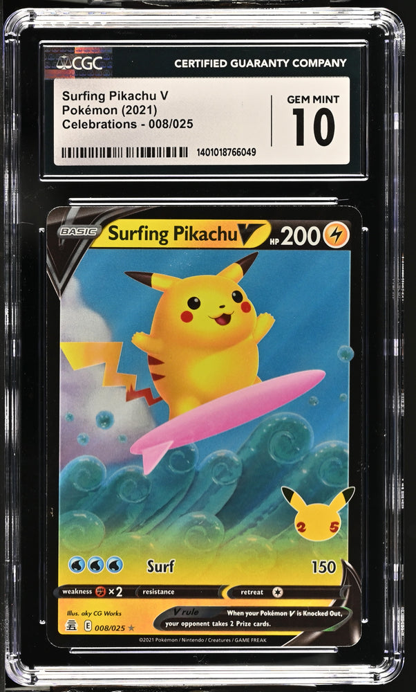 Surfing Pikachu V #008/025 2021 Celebrations CGC 10