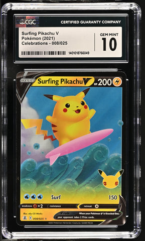 Surfing Pikachu V #008/025 2021 Celebrations CGC 10