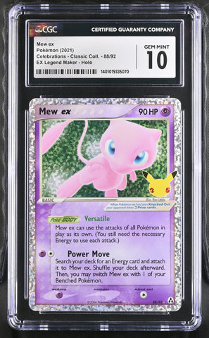 Mew ex #88/92 2021 Celebrations - Classic Coll. CGC 10
