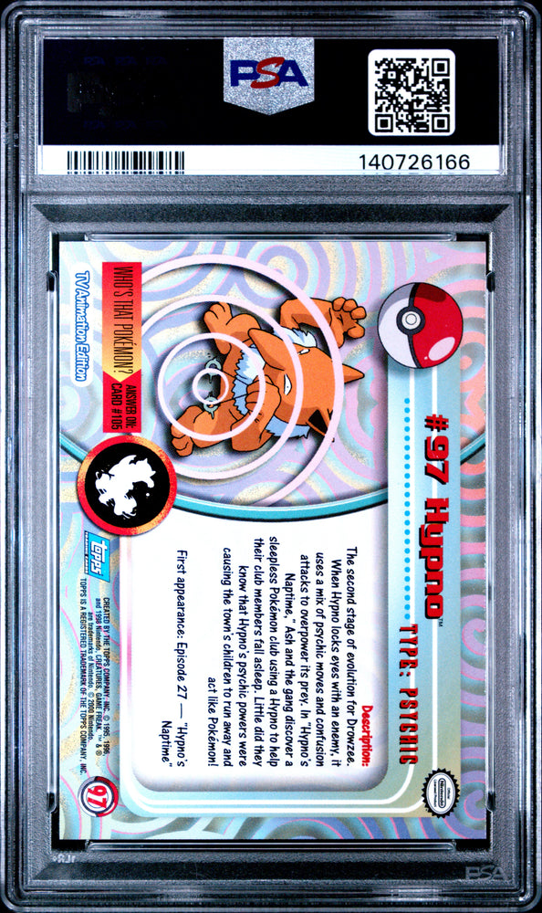 Hypno #97 2000 Topps Pokemon Tv Animation Series 2 PSA 9