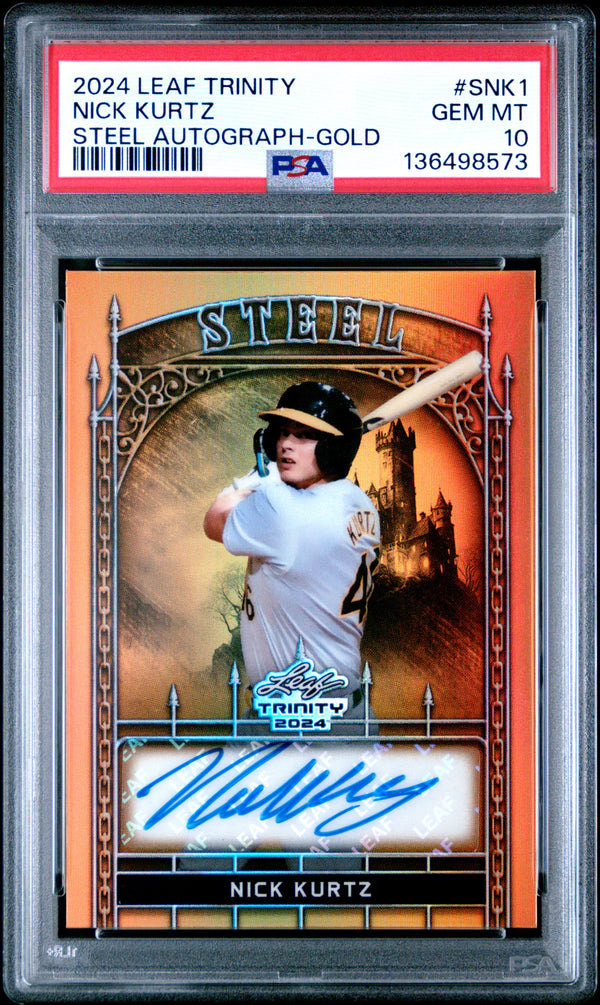 Nick Kurtz #SNK1 2024 Leaf Trinity Steel Autographs PSA 10