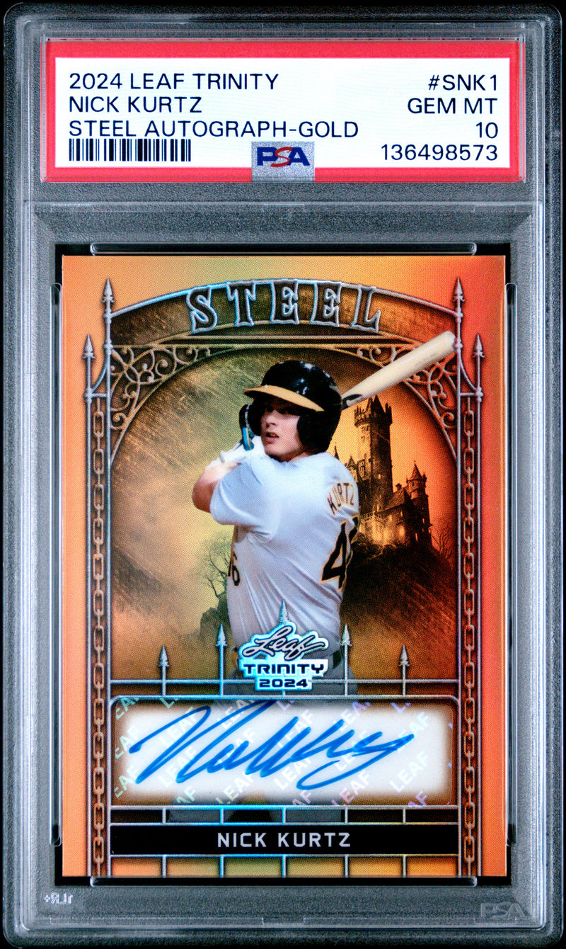 Nick Kurtz #SNK1 2024 Leaf Trinity Steel Autographs PSA 10