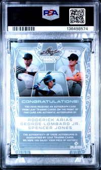 Arias/Lombard Jr/Jones #TA-2 2024 Leaf Trinity Triple Autographs PSA 10