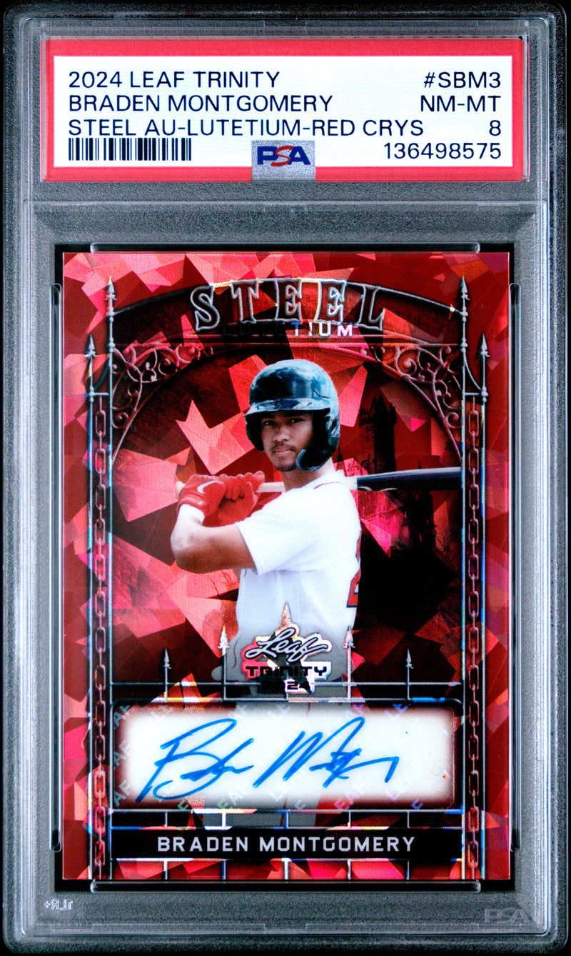 Braden Montgomery #SBM3 2024 Leaf Trinity Steel Autographs PSA 8