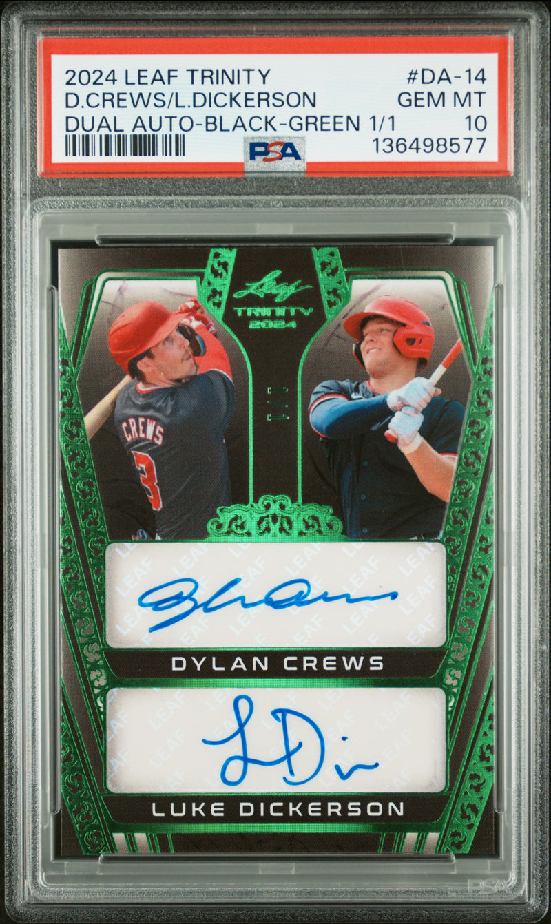 D.Crews/L.Dickerson #DA-14 2024 Leaf Trinity Dual Autographs PSA 10