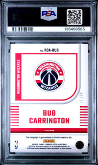 Bub Carrington #ROABUB 2024 Panini Donruss Optic Rookie Optics Autographs PSA 8