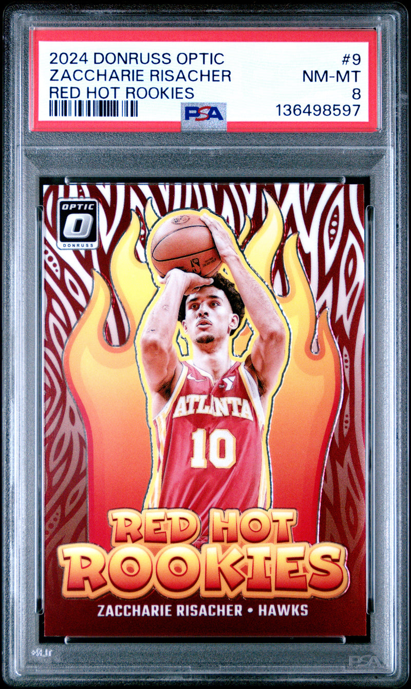Zaccharie Risacher #9 2024 Panini Donruss Optic Red Hot Rookies PSA 8