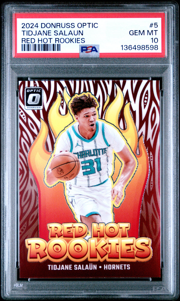 Tidjane Salaun #5 2024 Panini Donruss Optic Red Hot Rookies PSA 10