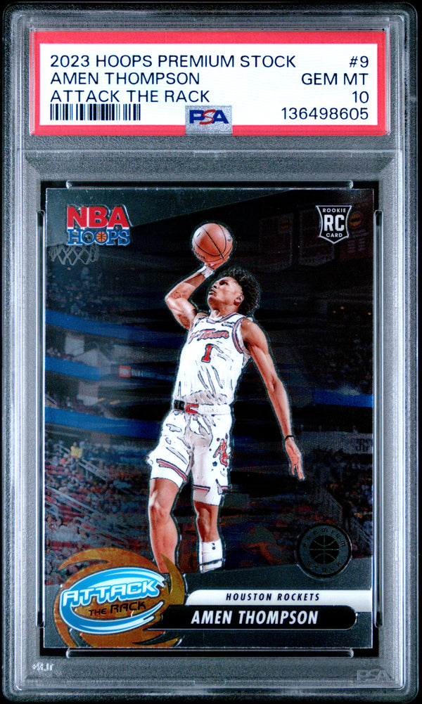 Amen Thompson #9 2023 Panini Hoops Premium Stock Attack The Rack PSA 10