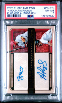 Molina/Pujols #PO-STL 2025 Panini Three And Two Plus One Autographs PSA 8