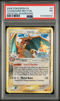 Charizard-Rev.Foil #4 2006 Pokemon Ex Crystal Guardians PSA 1