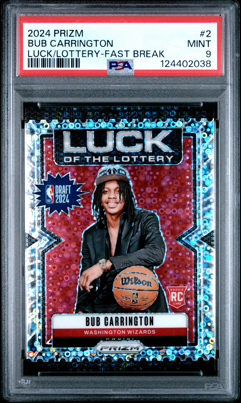 Bub Carrington #2 2024 Panini Prizm Luck Of The Lottery PSA 9