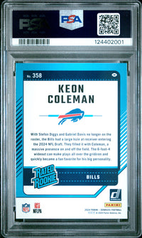 Keon Coleman #358 2024 Panini Donruss PSA 9