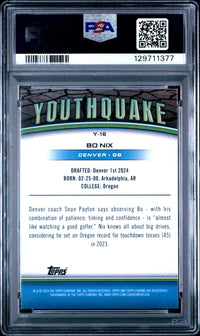 Bo Nix #Y16 2024 Topps Chrome Youthquake PSA 9