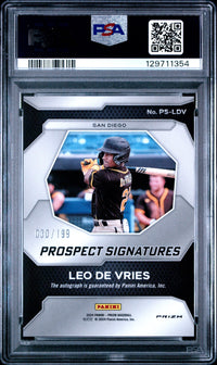 Leo De Vries #PSLDV 2024 Panini Prizm Prospect Signatures PSA 10