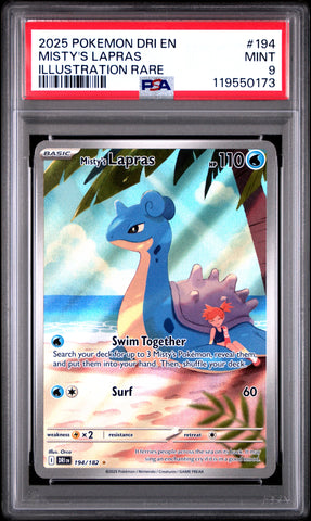 Misty's Lapras #194 2025 Pokemon Dri En-Destined Rivals PSA 9