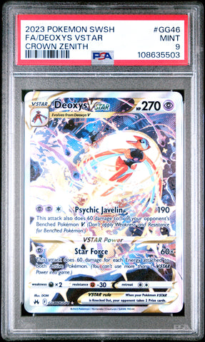 Deoxys Vstar #GG46 2023 Pokemon Sword And Shield Crown Zenith PSA 9