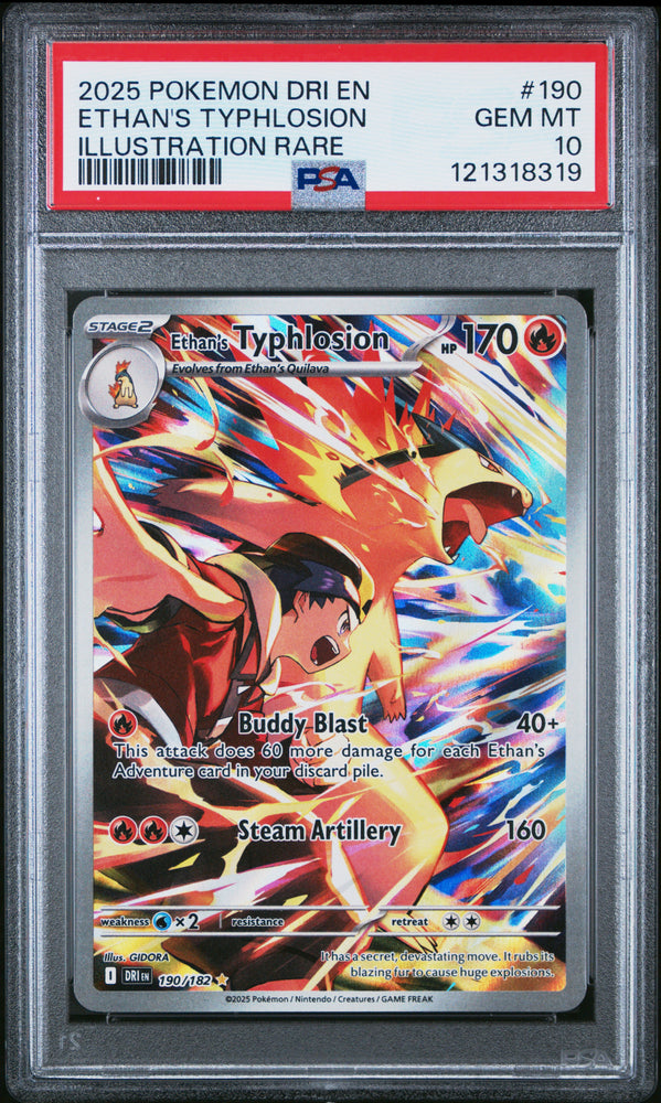 Ethan's Typhlosion #190 2025 Pokemon Dri En-Destined Rivals PSA 10