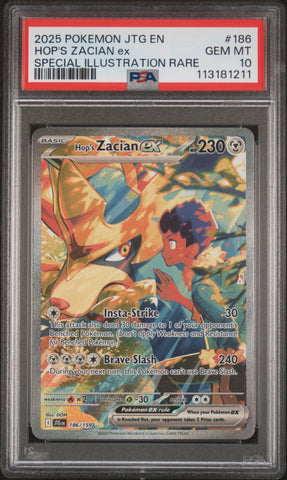Hop's Zacian Ex #186 2025 Pokemon Jtg En-Journey Together PSA 10
