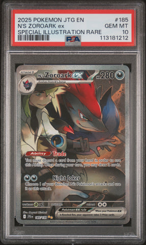 N's Zoroark Ex #185 2025 Pokemon Jtg En-Journey Together PSA 10