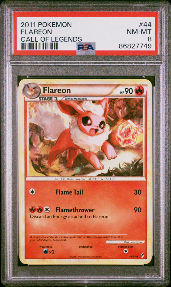 Flareon #44 2011 Pokemon Call Of Legends PSA 8