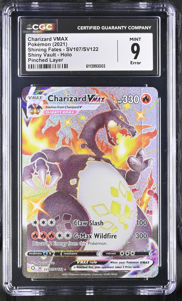 Charizard VMAX #SV107/SV122 2021 Shining Fates CGC 9 Pinched Layer Error