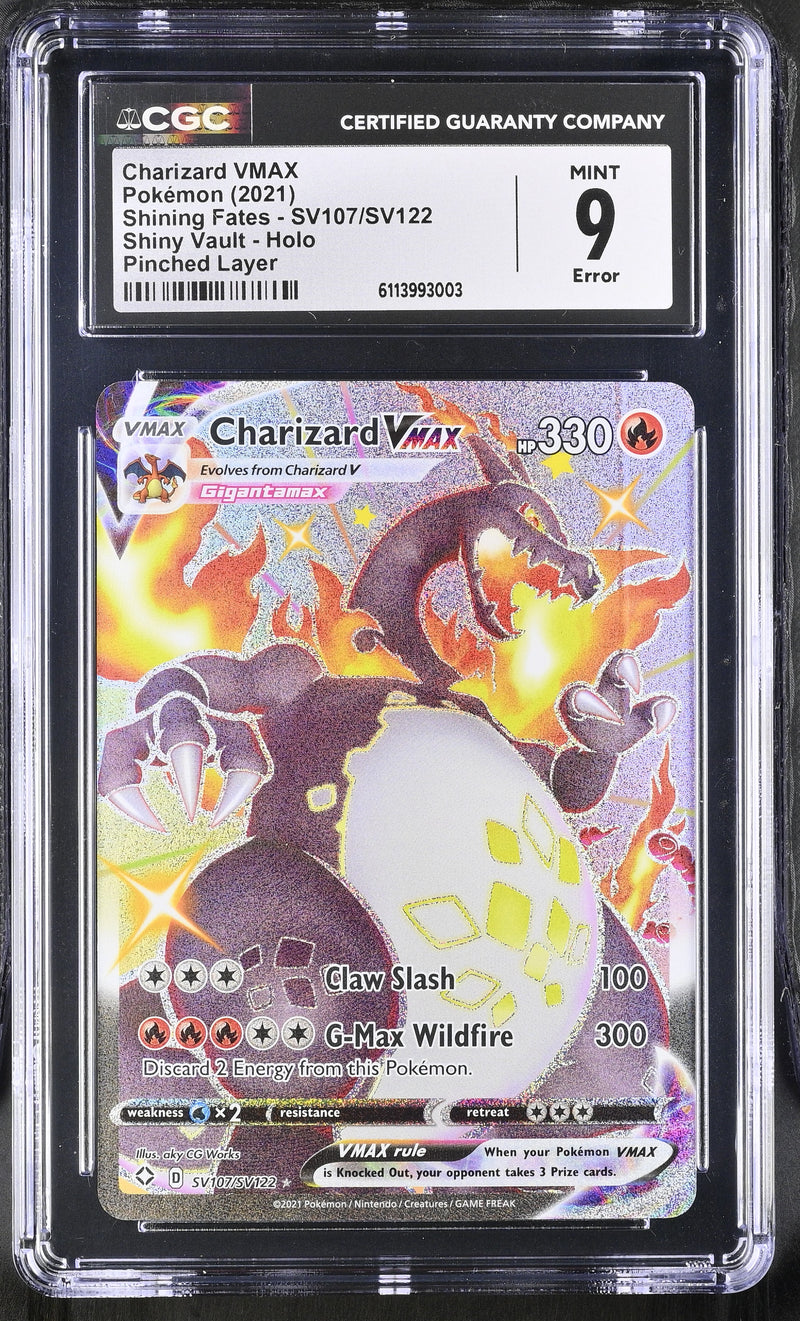 Charizard VMAX #SV107/SV122 2021 Shining Fates CGC 9 Pinched Layer Error