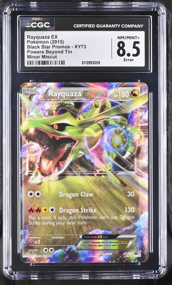 Rayquaza EX #XY73 2015 Black Star Promos CGC 8.5 Miscut Error
