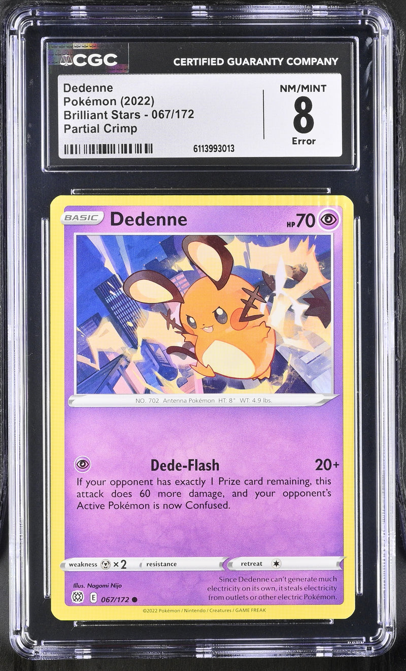 Dedenne #067/172 2022 Brilliant Stars CGC 8 Crimp Error