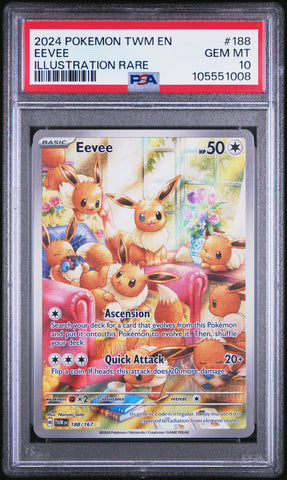 Eevee #188 2024 Pokemon Twm En-Twilight Masquerade PSA 10
