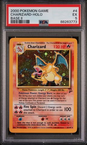 Charizard-Holo #4 2000 Pokemon Game Base Ii PSA 5