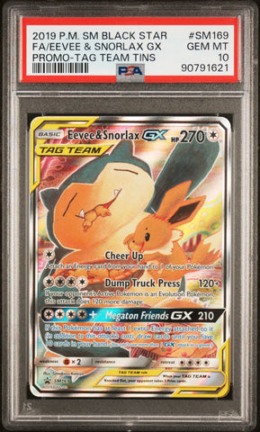 Eevee & Snorlax Gx #SM169 2019 Pokemon Sm Black Star Promo PSA 10