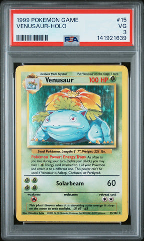 Venusaur-Holo #15 1999 Pokemon Game PSA 3