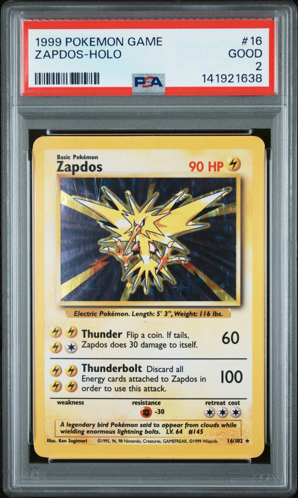 Zapdos-Holo #16 1999 Pokemon Game PSA 2