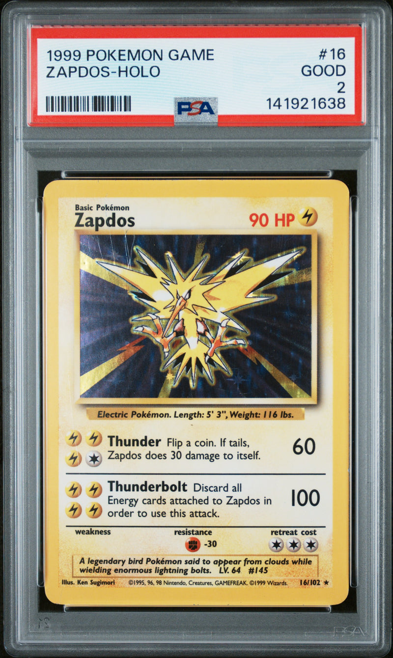 Zapdos-Holo #16 1999 Pokemon Game PSA 2