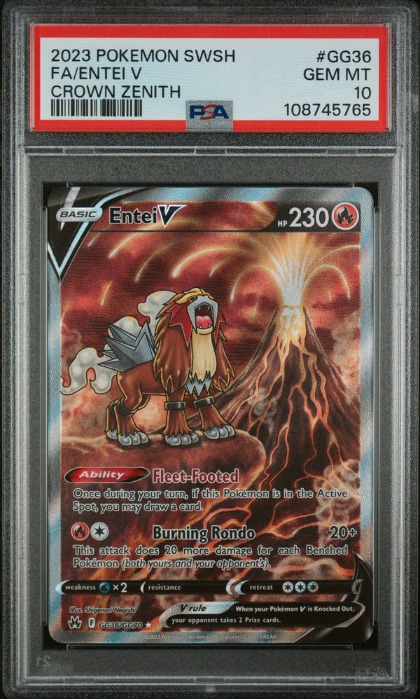 Entei V #GG36 2023 Pokemon Sword And Shield Crown Zenith PSA 10