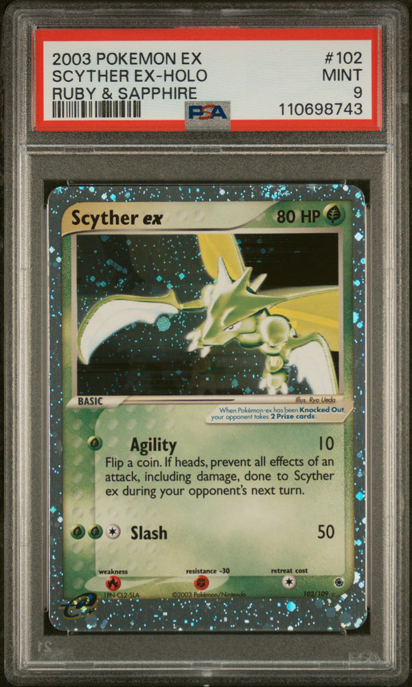 Scyther Ex-Holo #102 2003 Pokemon Ex Ruby & Sapphire PSA 9