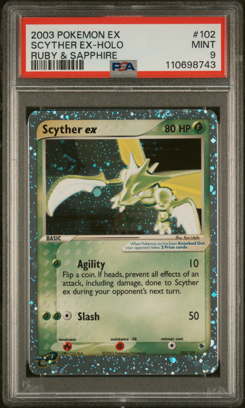 Scyther Ex-Holo #102 2003 Pokemon Ex Ruby & Sapphire PSA 9