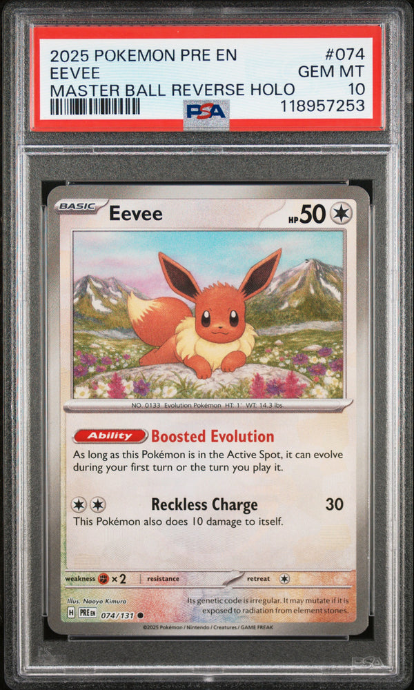 Eevee #074 2025 Pokemon Pre En-Prismatic Evolutions PSA 10