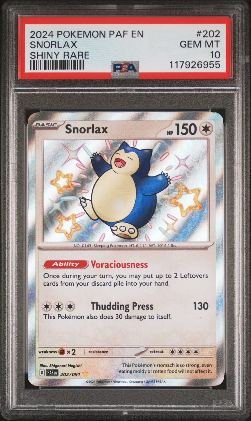 Snorlax #202 2024 Pokemon Paf En-Paldean Fates PSA 10 b