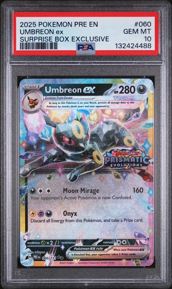 Umbreon Ex #060 2025 Pokemon Pre En-Prismatic Evolutions PSA 10 a