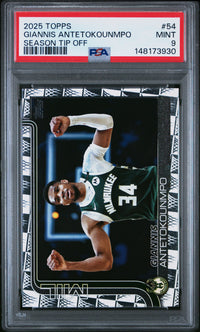 Giannis Antetokounmpo #54 2025 Topps PSA 9 Season Tip Off