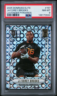Ja'Corey Brooks #157 2025 Panini Donruss Elite PSA 8 Lavender Pyramids